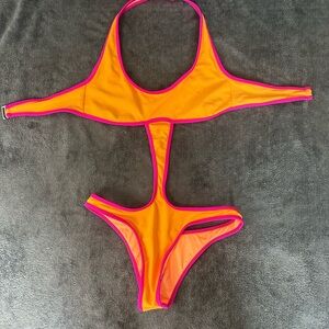 Frankie's Bikinis Orange and Pink Swimsuit